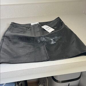 Mango Textured Black Mini Skirt